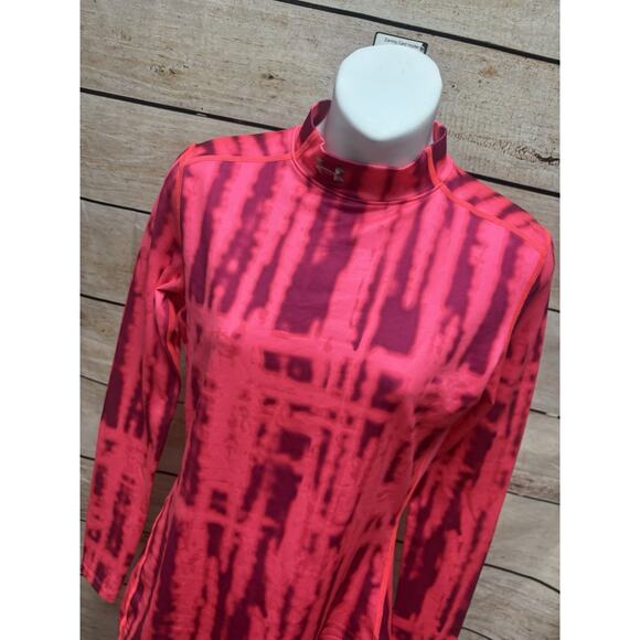 Under Armour Womens Shirt Size Small Cold Gear Mock Long Sleeve Pink Base Layer - Picture 8 of 12
